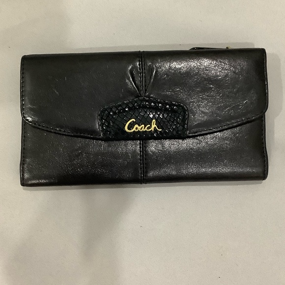 Coach Black Leather Wallet with Gold Logo - Picture 1 of 13